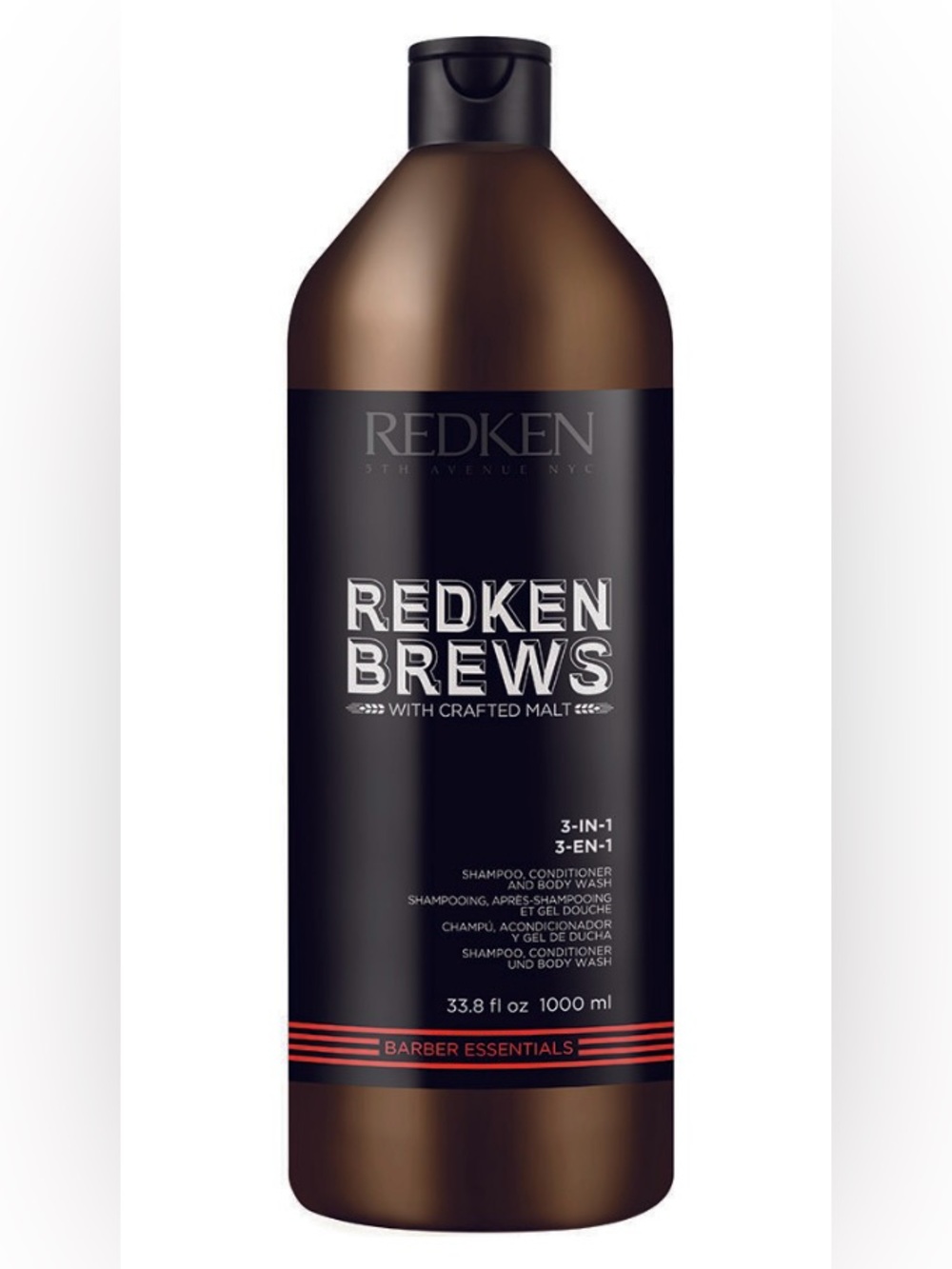 Redken Brews 3-in-1 Shampoo Conditioner & Body Wash For Men 33.8 fl oz Liter NEW